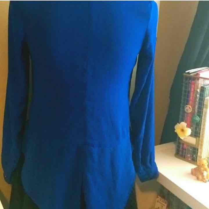 Royal Blue Blouse w/ White collar