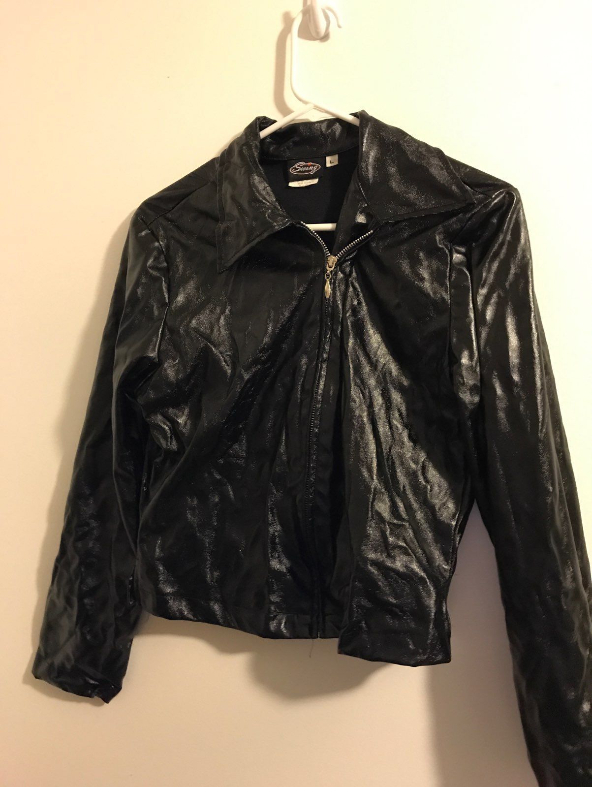 Black 1990’s Juniors Pleather Jacket - L