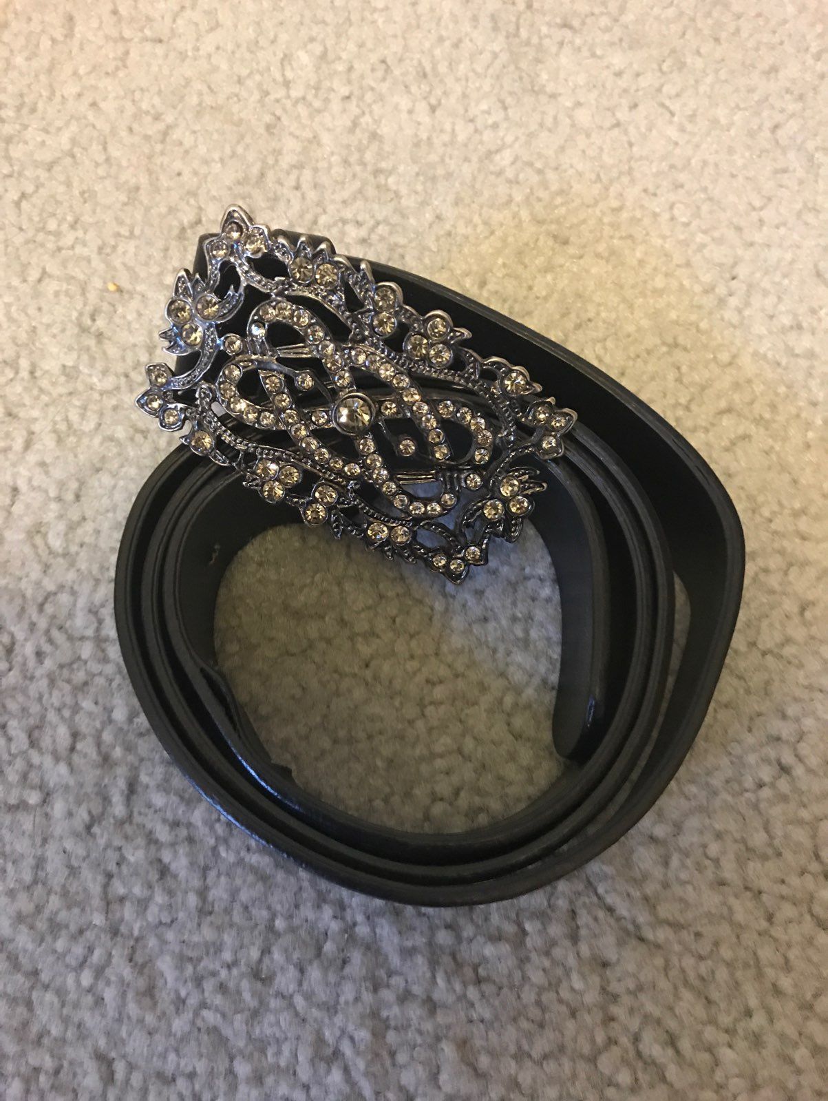 Jewel Studded Black Belt - Medium