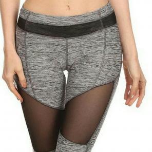 Gray black Mesh Capri workout leggings S
