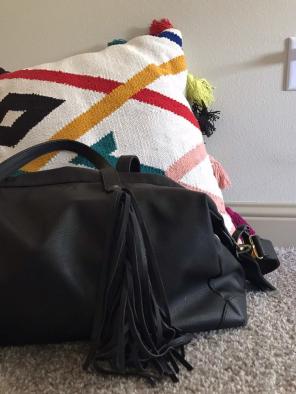 Used Faux Leather Fringe Duffle Bag
