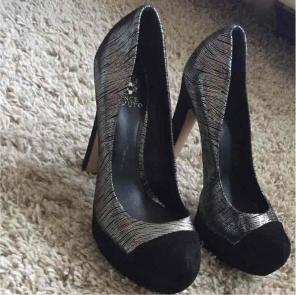 Vince Camuto silver and black platform