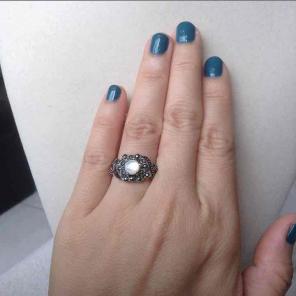 Vintage Mother of pearl marcasite ring