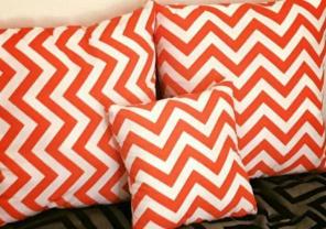 New Orange Chevron Pillows Set of Three