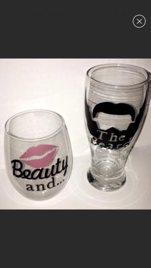 Couples Wine&beer Glass Set! Custom Made