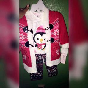 Christmas sweater, leggings, and shirt