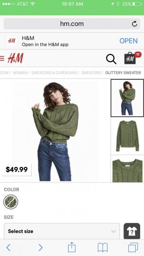 H&M SOLD OUT green Glittery Sweater
