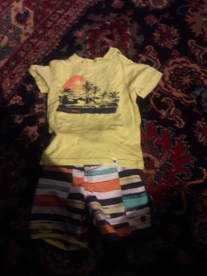 Swim trunks with matching shrit