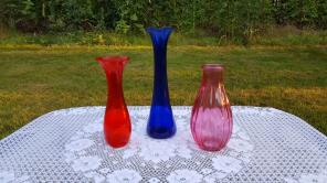 Lot of small colorful vintage bud vases