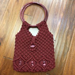 Vintage 70's Maroon Macrame Purse