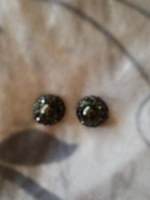 Black rhinesrine vintage button pair