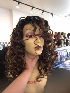 Fullcap Half Swisslace Wig Curly Ombre