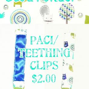 Pacifier/teething clips