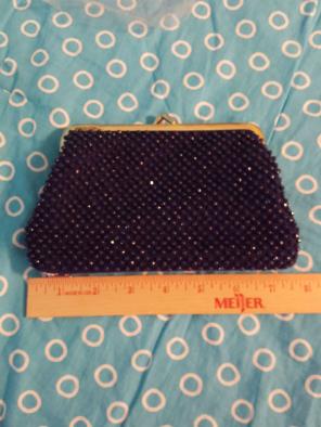Navy Blue kiss-lock Clutch purse