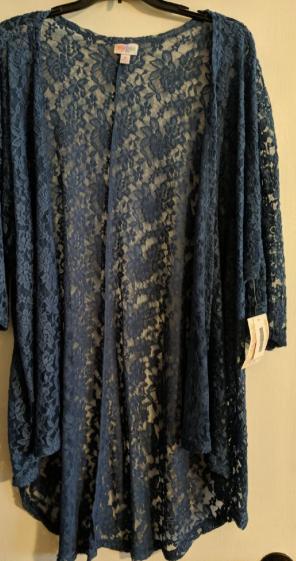 Lularoe Blue Lace Lindsay Kimono - M