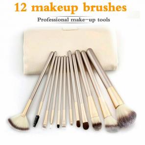 12pcs Beige Soft Makeup Brush kit + bag