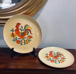 Two Vintage Rooster Plates Taylor Smith