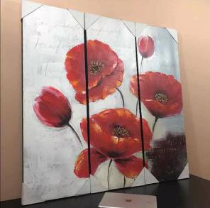 3pc set red flower wall art home decor