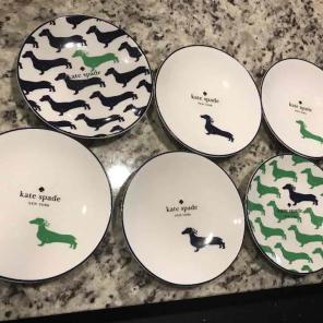 Kate Spade Dachshund dessert dish set