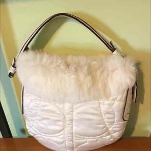 Coach rabbit fur trimmed hobo bag