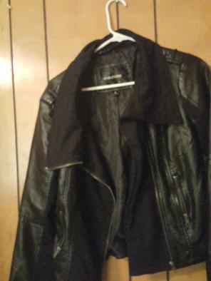 Maurices black leather jacket large
