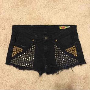 Studded denim shorts