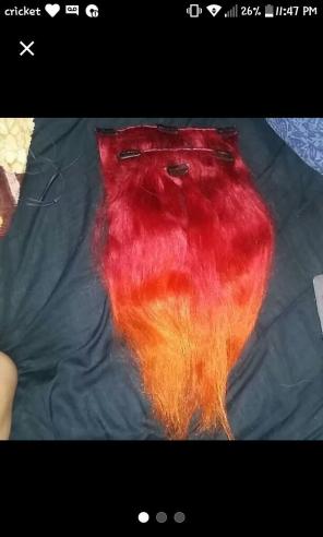Red orange ombre human hair extensions