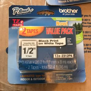 2-pack Brother 1/2" TZ Tape Black Print