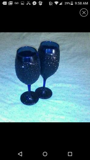 2pc Black and Blue Customize Glitter Gla