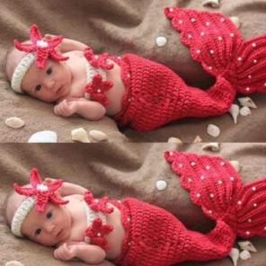 Newborn baby photo prop mermaid set