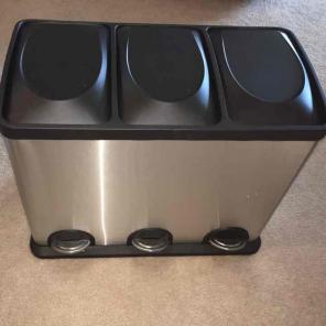 Three bin trash can