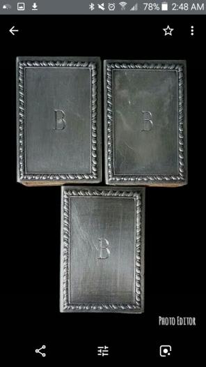 3 monogrammed sterling silver matchboxes