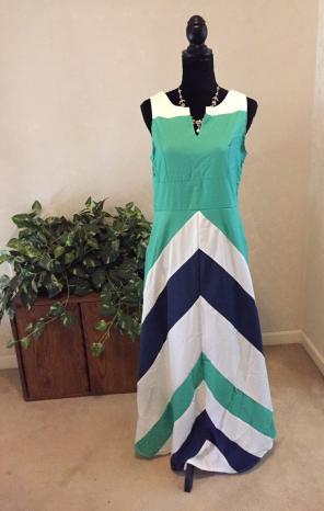 Chevron Stripe Color Block Dress, XL