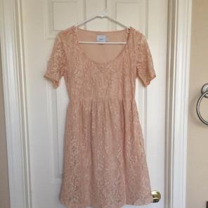 Peach Lace Maternity Dress