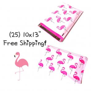 (25) 10x13 Pink Flamingo Poly Mailers