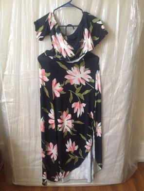Two Piece Off Shoulder Floral Maxi Dress