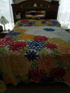 Queen chenille bedspread and shams