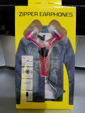 PINK NEW METAL ZIPPER EARPHONES
