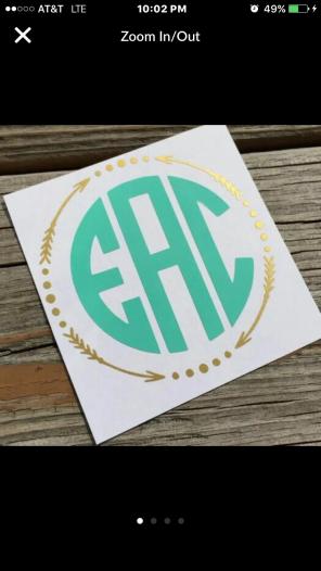 Circle Arrow Monogram Vinyl Decal