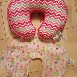 Pink chevron Boppy Pillow and owl cover
