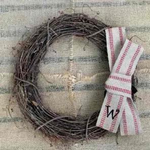 Burlap Monogrammed Initial W Door Wreath