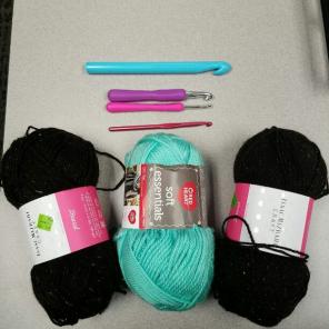 Crochet Lot - 3 Yarns and 4 Hooks