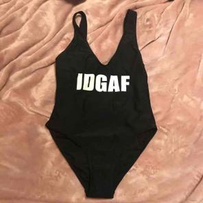 IDGAF Black Boohoo One Piece