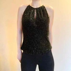Carmen Marc Valvo beaded halter top