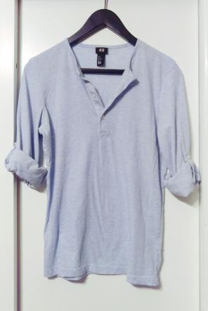 Light Blue Men's Henley 3/4 Top NWOT