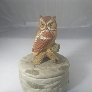 Owl - Porcelain Jewelry/Trinket Box