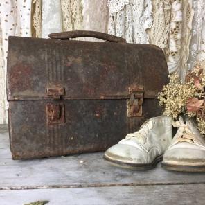 Antique Metal Lunch Pail/ Box Primitive