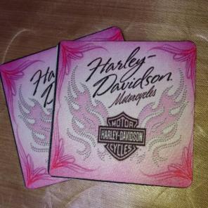 2pc Girl Harley Davidson Drink Coasters