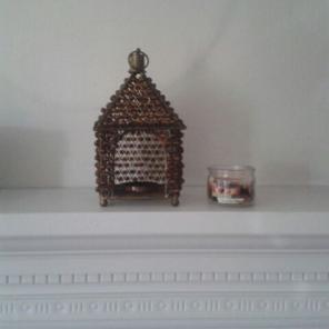Vintage Brass Beaded Birdhouse Candle