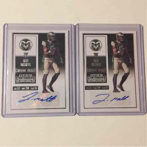2 Trent Matthews Auto Football cards